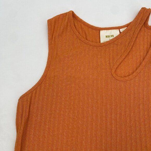 Maeve Anthropologie Orange Ribbed CutOut Tank Top Size XL Cutout Sleeveless - Picture 7 of 9